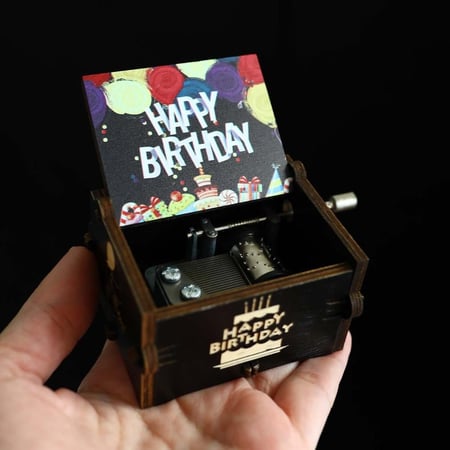 صندوق موسيقى أسود Happy Birthday