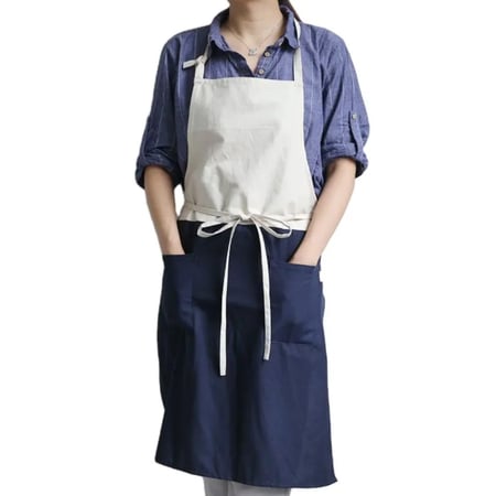 مريلة لونين كحلي بيج