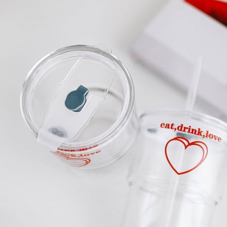 كوب زجاج قهوة مزاز  love أكواب قهوة باردة هدية عيد ميلاد coffee cups