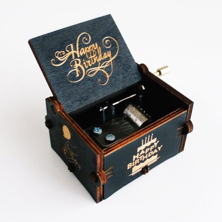 صندوق موسيقى أسود Happy Birthday