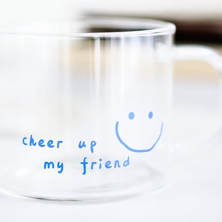 كوب آيسد كوفي كوب قهوة زجاجي كوب بممسك cheer up كأس قهوة سبانش لاتيه