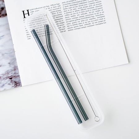 مزاز شفاط زجاج قزاز أسود مصاص قهوة عصير سموذي شفاط سترو فرشاة تنظيف