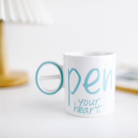 كوب قهوة تيفاني Open Your Heart and Smile أكواب لاتيه هدايا عيد ميلاد