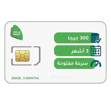 شريحة سلام موبايل باقة 300 جيجا | 3 أشهر