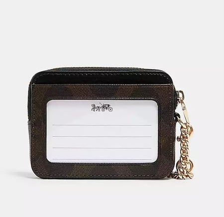 محفظة بطاقات كوتش أسود بني مع جيب داخلي