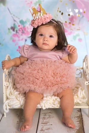 فستان قصير الأكمام بودرة تول للأطفالLe Mabelle