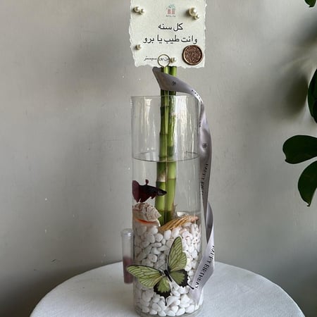 مزهرية بامبو مع سمكة فايتر
