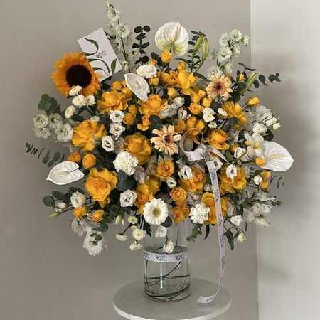 فازة ورد طبيعي || لون اصفر