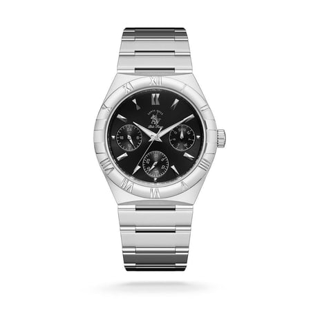 ساعة رجالية بولو ستيل بلون فضي