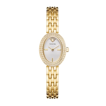 ساعة نسائية كارمن كلاين بتصميم حصري بلون ذهبي ابيض
