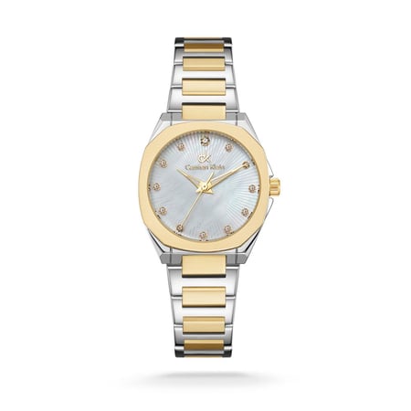 ساعة نسائية كارمن كلاين ستيل فضي و ذهبي