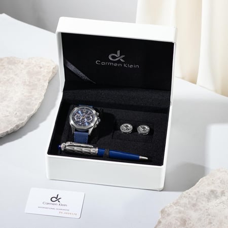 طقم رجالي كارمن كلاين جلد ازرق