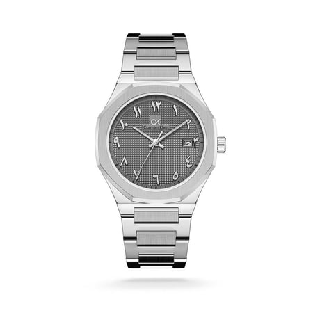 ساعة رجالية كارمن كلاين ب ارقام عربية فضي مينا رمادي 15315