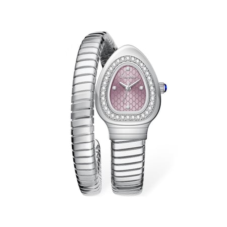 ساعة نسائية فضي ميناء وردي