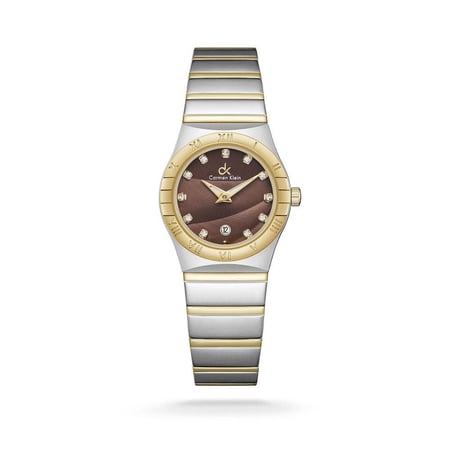 ساعة نسائية كارمن كلاين بلون فضي و ذهبي