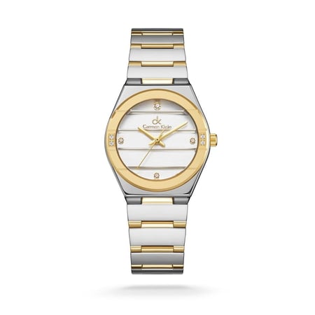 ساعة نسائية كارمن كلاين ستيل فضي و ذهبي