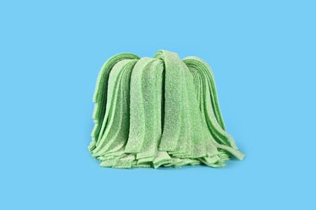 حلوى جيلي شرايط التفاح الحامضة لون أخضر من أسبانيا