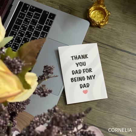 بطاقة تهنئة  تصميم لطيف Thank You Dad  -كيوت