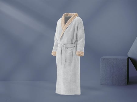 طقم روب استحمام أصيل 3 قطع من خامة القطن - رمادي فاتح- XL