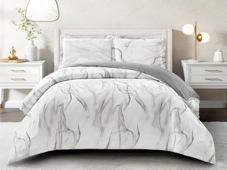 بيت لحاف كوزي صيفي بدون حشوة مزدوج من خامة القطن 4 قطع