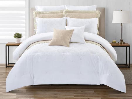 مفرش كوزيت صيفي مزدوج مطرز من خامة القطن - 11 قطعة