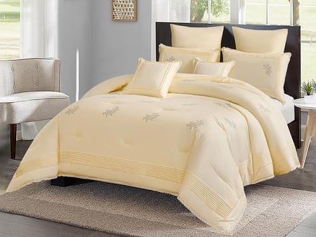 مفرش نورا مفرد ونص مطرز من خامة القطن 200 غرزة - 8 قطع