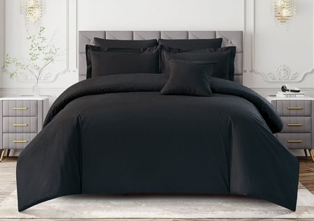 مفرش كارا الفندقي مفرد من خامة القطن 6 قطع - أسود