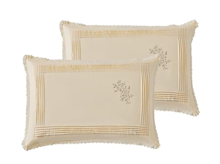 مفرش نورا مفرد ونص مطرز من خامة القطن 200 غرزة - 8 قطع