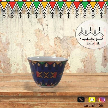 فنجان  قهوة منقوش بالقط العسيري 6 قطع