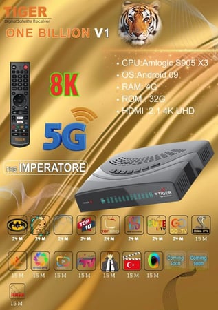رسيفر تايجر ون بليون فوركيه اندرويد TIGER ONE BILLION V1 4K ANDROIDE