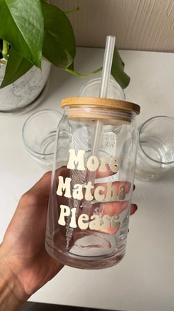 كوب زجاجي ماتشا More matcha please 400 مل