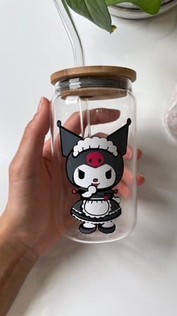 كوب زجاجي بتصميم kuromi كورومي