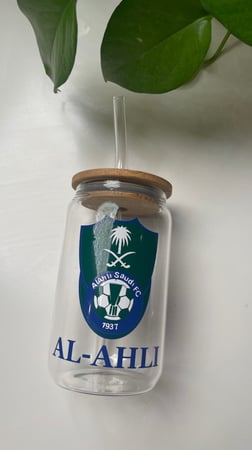 كوب زجاجي شعار  نادي الاهلي
