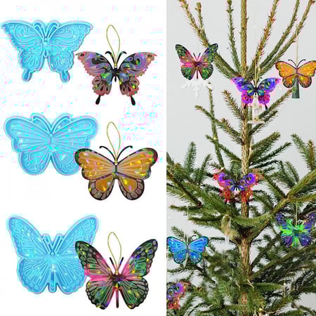 ثلاثة قوالب سيليكون فراشات هولوجرافيك