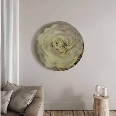 لوحة جدارية وردة بيضاء خشبية مصنوعة يدويا