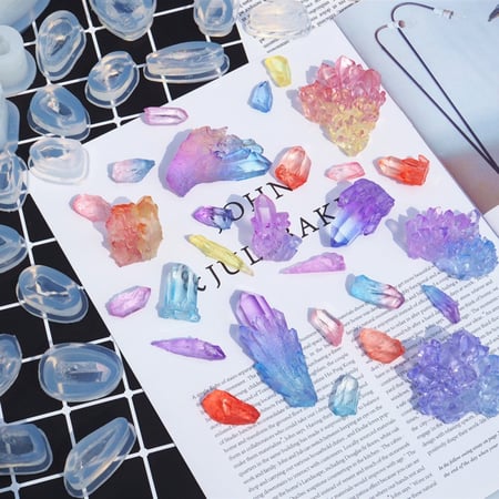 14 قطعة قوالب سيليكون اشكال كريستالية ثلاثية الأبعاد