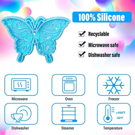 ثلاثة قوالب سيليكون فراشات هولوجرافيك