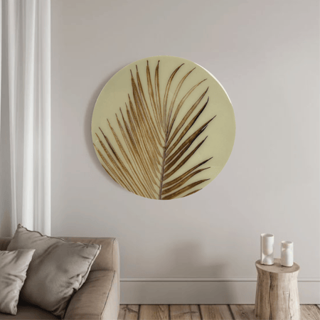 لوحة جدارية سعف النخيل ذهبية خشبية مصنوعة يدويا