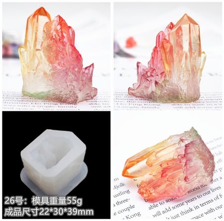 14 قطعة قوالب سيليكون اشكال كريستالية ثلاثية الأبعاد