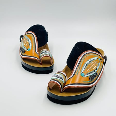 حذاء ربل طبي مطرز صوف كتان