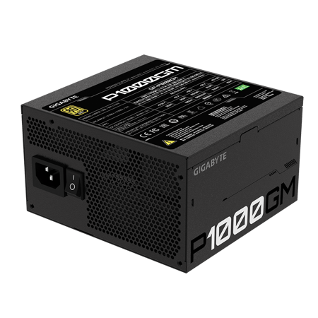 Gigabyte P1000GM Fully Modular ATX Power Supply, 80 Plus Gold Certified, 1000W, 120mm Smart Hydraulic Bearing Fan, Single +12V Rail, Main Japanese Capacitors, Black | GP-P1000GM