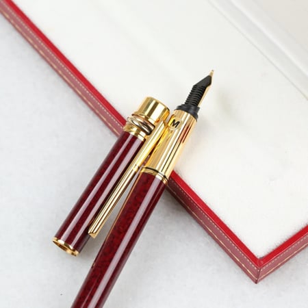 Cartier Pen 1990s - قلم كارتييه فنتج 1990 عنابي منمش - burgundy