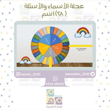 ‏لعبة العجلة الدوارة   للأسماء + الأسئلة (28) اسم