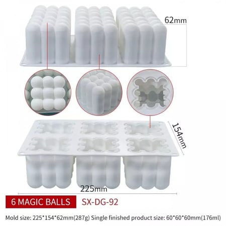 قالب شمعة الببلز 6 حبات متلاصقة