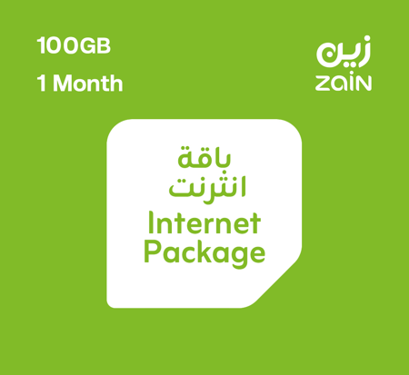 بطاقة شحن إنترنت زين 100 جيجا   |  شهر