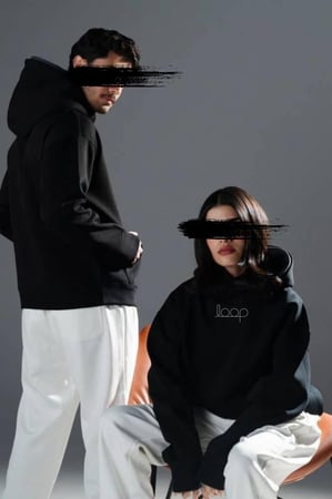 هودي دبل كاب اسود كاب رمادي