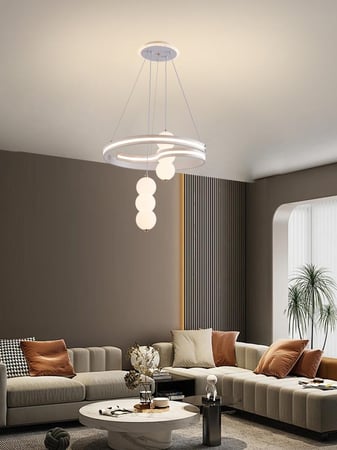 ثريا مودرن سقف لون أبيض إضاءة LED، طول قابل للتعديل حتى 100 سم | قطر 54 سم | قدرة 60 واط تضمنه لك Best Power سنتين - موديل  9753