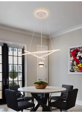 ثريا علاقي مودرن كريستال LED حديثة 6852، 3 مستويات إضاءة، 80 وات، شكل حلزوني مع مصباح معلق وقاعدة إضاءة، طول قابل للتعديل 70 سم مع قاعدة مضيئة