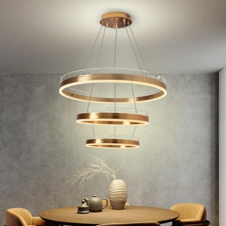 ثريا علاقي ثلاثة دور لون ذهبي اضاءة ليد 7280-60-40-80