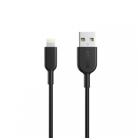 انكر - سلك شاحن انكر باورلاين 2 يو اس بي الى لايتننق بطول 90 سم - اسود